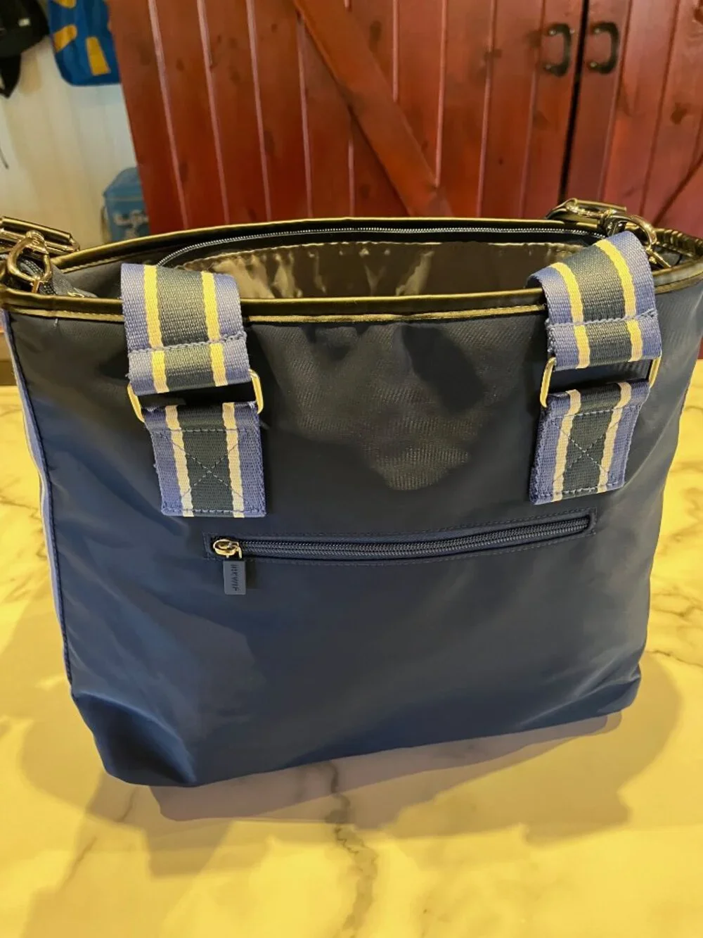 IHKWIP Quilted Convertible On-The-Go Tote Midnight Navy